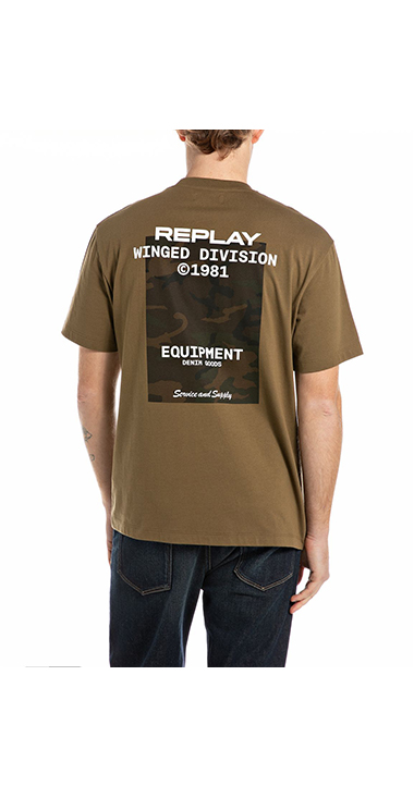 リラックスフィット コットンジャージーARMYプリント Tシャツ 詳細画像